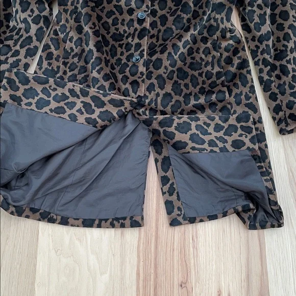 Vintage Express Animal Leopard Print Knee Length Y2K Jacket Coat Medium 9/10 - Picture 12 of 14